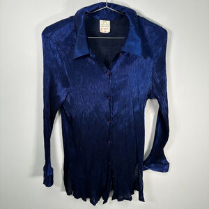 Vintage Y2K Purple Ribbed Shimmer Blouse‎ Large